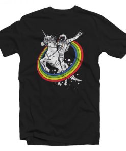 Astronaut Riding Unicorn T shirt Unisex