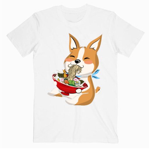 Corgi Kawaii Eating Ramen T shirt