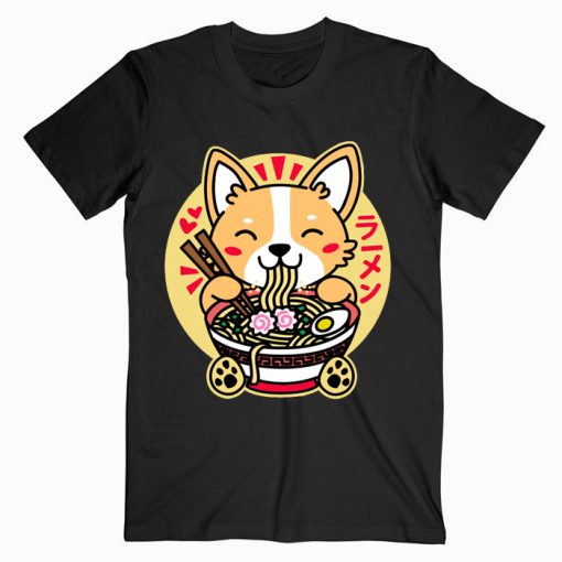 Corgi Eating Ramen Kawai T shirt