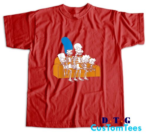 The Simpsons Skeletons Treehouse of Horror T-Shirt Color Red