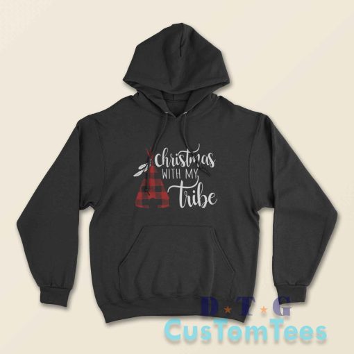 Christmas With My Tribe Hoodie Color Black