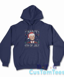 Santa Joe Biden Happy 4th Of July Ugly Christmas Hoodie Color Navy