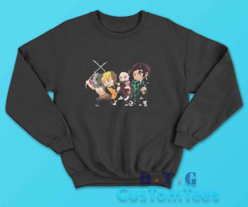 Tanjiro Band Chibi Demon Slayer Sweatshirt Color Black