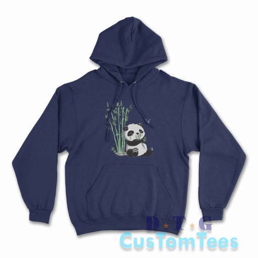 Panda Eating Bamboo Hoodie Color Navy