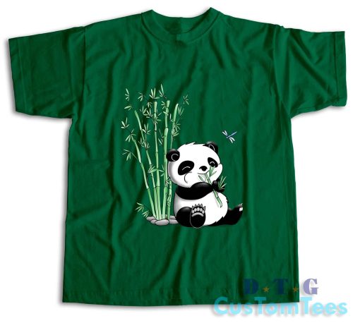 Panda Eating Bamboo T-Shirt Color Green